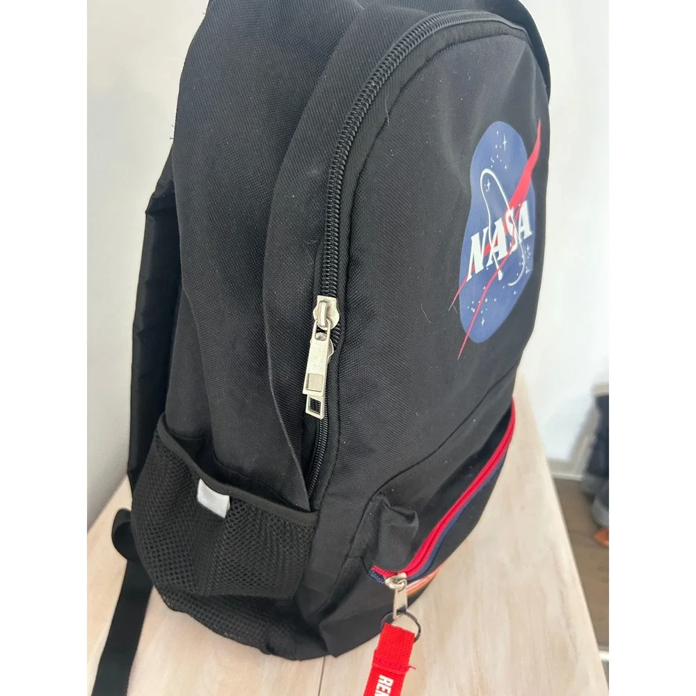 Mad Engine NASA Backpack Black Space Shuttle‎ American Flag Patches Bookbag